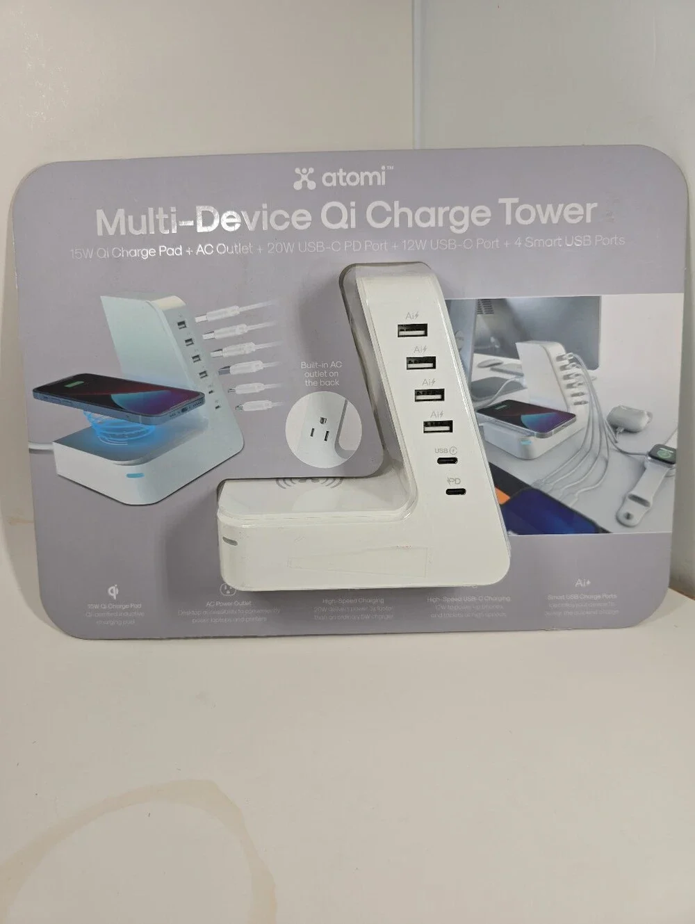 Atomi Qi Charge Tower Multi Device Brand New Seales